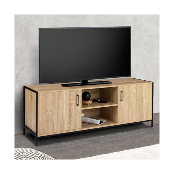 IDMarket - Meuble TV Detroit 2 Portes Design Industriel 140 cm