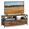 VASAGLE TV Cabinet, TV pour TV 55", Salon, avec tiroirs 2, 2 étagères de Rangement, 120x40x50 cm, Cadre en Acier, Style Indus