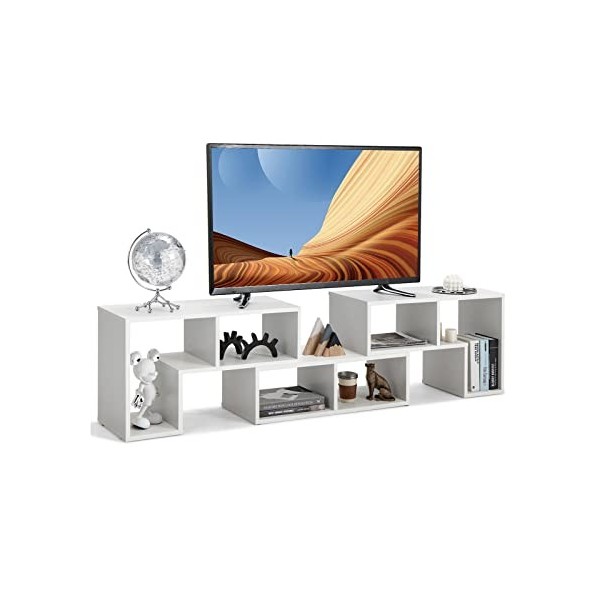 COSTWAY Meuble TV Moderne Combination Libre 3 Pièces, Étagère Multi-Fonctionnelle, pour Télévision Jusqu’à 49 Pouces, pour Sa