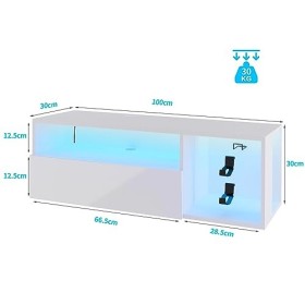 soges Meuble TV Suspendu pour Centre de Divertissement avec Lumières LED, 100cm Banc TV Mural avec Gestion des Câbles, Banc T