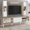 IDMarket - Ensemble Meuble TV et étagères Houston Bois et Blanc 180 cm