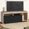 IDMarket - Meuble TV Malo Bois et Placard Noir 110 cm