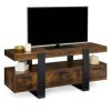 IDMarket - Meuble TV Phoenix avec tiroirs Bois Effet Vieilli et Noir 116 cm