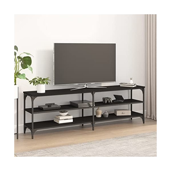 Hovothy Meuble TV Chêne Fumé 140x30x50 cm Bois dingénierie et Fer Vintage Meuble Multimédia Décoration Pièce Grand Espace de