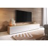 BRATEX LOWBOARD D Meuble TV 180 cm Blanc Brillant, Meuble TV Suspendu Support TV avec illusion LED 