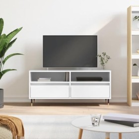 Générique Meuble TV Blanc Brillant 100x34,5x44,5 cm Bois dingénierie,22 KG,831230, Meubles, Meubles TV