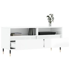 Générique Meuble TV Blanc Brillant 100x34,5x44,5 cm Bois dingénierie,22 KG,831230, Meubles, Meubles TV
