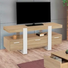 IDMarket - Meuble TV Phoenix avec tiroirs Bois et Blanc 116 cm