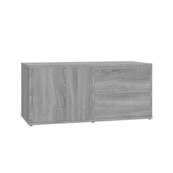 FAMIROSA Meuble TV Sonoma Gris 80x34x36 cm Bois dingénierie 16.2KG 