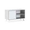 Skraut Home | Meuble TV pour Salon | 57 X 95 X 40 cm | Convient pour TV 32/40" | Modèle Wind 100 | Ciment | Porte Battante Bl