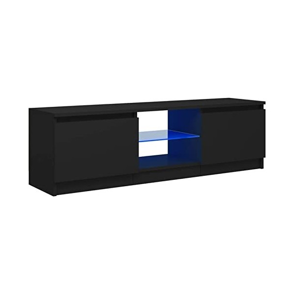 IKAYAA Meuble TV LED 120 cm Banc TV Meuble TV Chambre Table TV Meuble de Tele Éclairage LED RGB avec Couleur réglable Convien