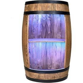 Baril de vin comme casier à vin – Armoire – Lampes LED – Table de bar – Porte-bouteilles en bois décoratif pour le salon