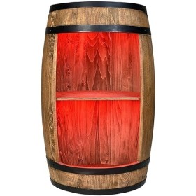 Baril de vin comme casier à vin – Armoire – Lampes LED – Table de bar – Porte-bouteilles en bois décoratif pour le salon