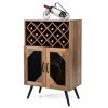 Giantex Meuble de Bar à Vin, Buffet Industriel avec Casier à Vin Amovible et Porte-Verre Intégré, Meuble de Rangement en Bois