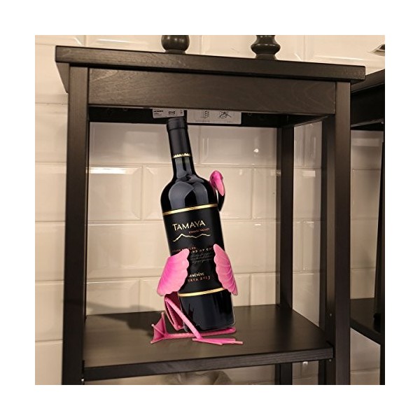 Tooarts Casier à Vin Casier à Bouteille Mignon en Métal Sculpture Décoration Artisanat de Décoration Flamant 