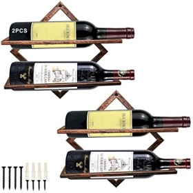 Supports Muraux pour Bouteilles de Vin en Métal, Rganisateur de Casier à Vin Suspendu Pliable pour 2 Bouteilles dalcool, Éta