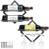 Supports Muraux pour Bouteilles de Vin en Métal, Rganisateur de Casier à Vin Suspendu Pliable pour 2 Bouteilles dalcool, Éta