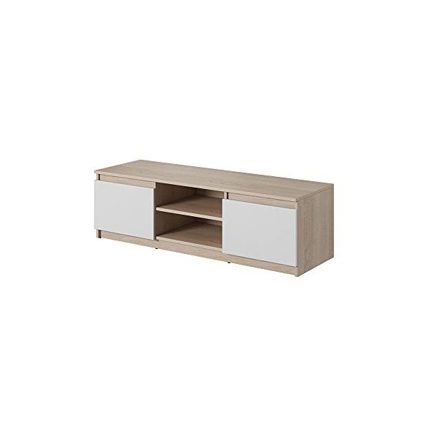 Selsey Permys - Meuble TV/Banc TV 120 cm Effet chêne/Blanc Mat 