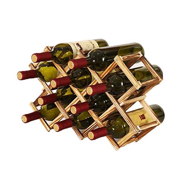 afdg Porte Bouteille Pliable en Bois, Casier à Bouteille en Bois, Casier à vin en Bois Massif Diamant pour Cuisine à Domicile