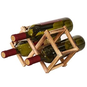 afdg Porte Bouteille Pliable en Bois, Casier à Bouteille en Bois, Casier à vin en Bois Massif Diamant pour Cuisine à Domicile