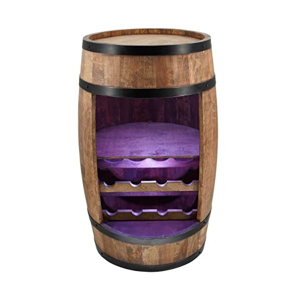 Creative Cooper casier à vin - Cave à vin Mini Bar - Cave à Alcool avec LED - tonneau à vin - Bar à vin - Bar à Baril - Meubl
