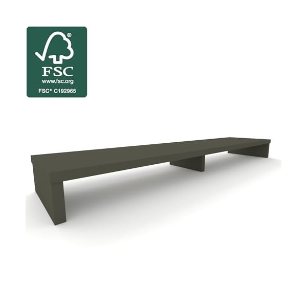 Henor Rehausse TV en Bois FSC® Double 160 x 35 x 15 cm Graphite Mat. Supporte +100 kg.