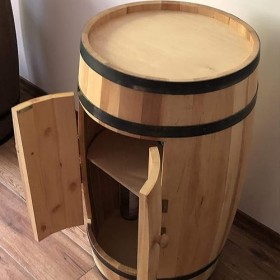 Tonneau à bois avec porte - Casier à Vin,Whisky, Bière et Boissons 80 cm - Armoire à alcool - Baril en bois - Étagère à boute