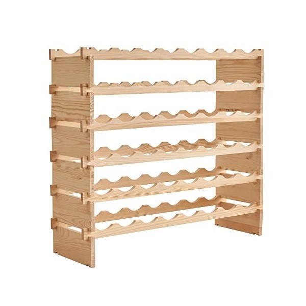 LANTUS Porte-Bouteilles en Bois, Étagère à Bouteilles en Pin Massif - Casier à Vin au Sol - Grande Capacité, Capacité : 40 Bo