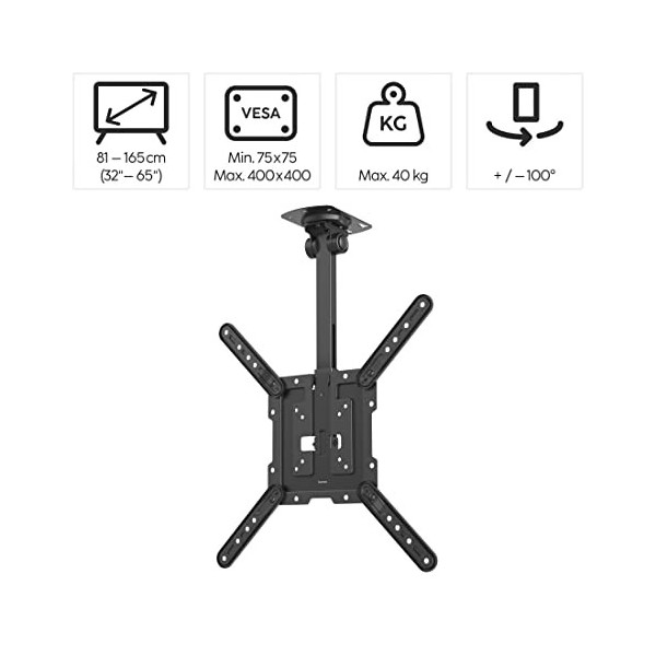 Hama Support de Plafond pivotant pour TV Noir 400 x 400 165 cm