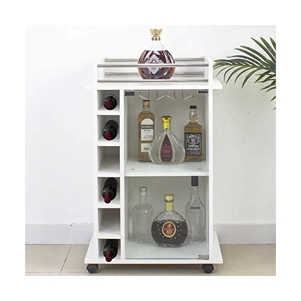 BAKAJI Meuble Bar Bouteilles vin Bois Cave 6 Places Porte Verres Taupe, dingénierie, 55 x 40 x 89 cm