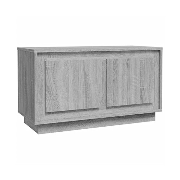 Higsose Meuble TV Salon Sonoma Gris 80x35x45 cm Bois dingénierie Design Tendance Armoire Multimédia Grand Espace de Rangemen