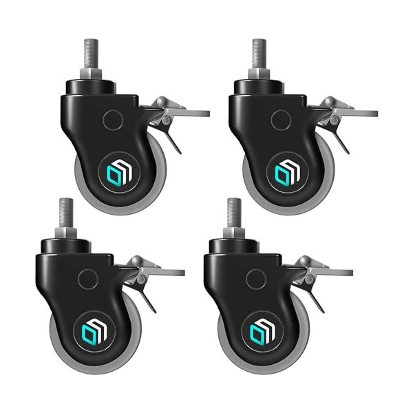 ONKRON AWL100 BLK Lot de 4 roulettes en caoutchouc munies de freins Noir