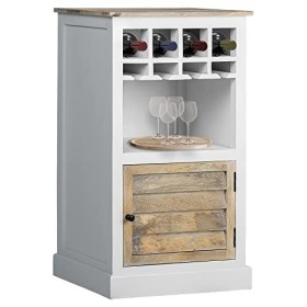 WOMO-DESIGN Armoire à Vin Roma avec Porte-Bouteille, Étagère et Tiroir, 45x90x40 cm, Unique, Fait Main, Vintage, Casier à Vin