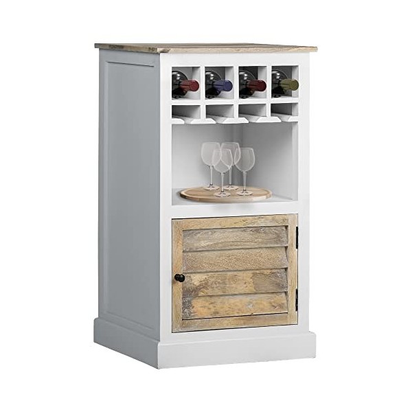 WOMO-DESIGN Armoire à Vin Roma avec Porte-Bouteille, Étagère et Tiroir, 45x90x40 cm, Unique, Fait Main, Vintage, Casier à Vin