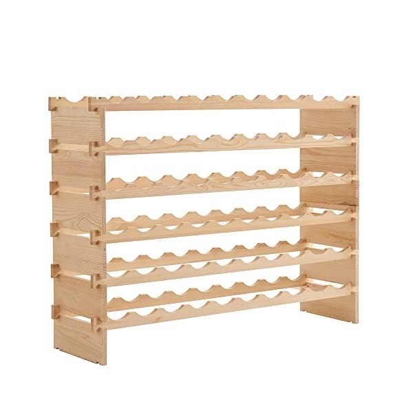 Belfoyer 40 Bouteillles Etagère à Vin, Cave à vin modulable, Casier à Bouteille, pour Cuisine/Salon/Bar, Bois Naturel, 46,5 x