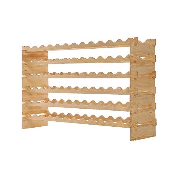 Belfoyer 40 Bouteillles Etagère à Vin, Cave à vin modulable, Casier à Bouteille, pour Cuisine/Salon/Bar, Bois Naturel, 46,5 x