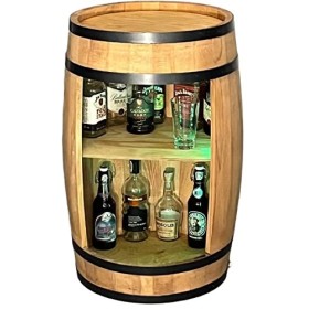 weeco USB Tonneau en Bois Vintage Minibar Armoire de Bar à LED Rustique - Commode de Maison gin Whisky, bière - Casier à Vin 