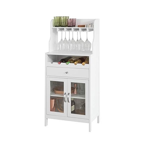 SoBuy® FSB24-W Buffet Commode Armoire de Rangement avec Porte-Bouteilles Casier à Bouteilles Range Bouteille Meuble à Bouteil