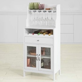 SoBuy® FSB24-W Buffet Commode Armoire de Rangement avec Porte-Bouteilles Casier à Bouteilles Range Bouteille Meuble à Bouteil