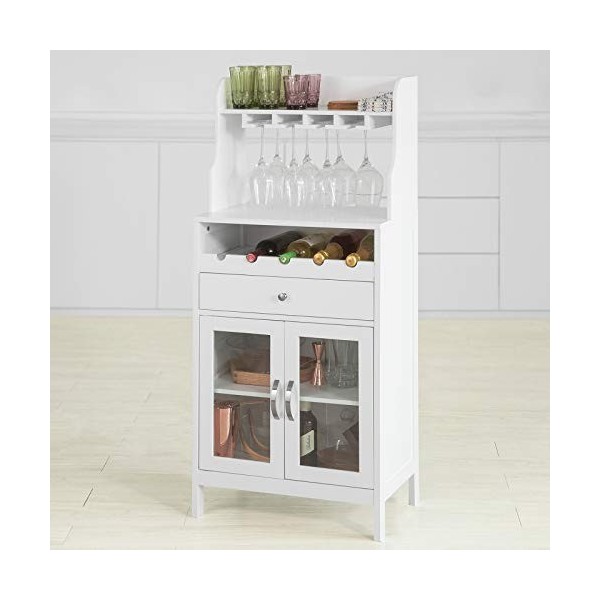 SoBuy® FSB24-W Buffet Commode Armoire de Rangement avec Porte-Bouteilles Casier à Bouteilles Range Bouteille Meuble à Bouteil