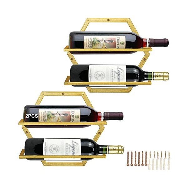 Giyiprpi Casier à Vin Mural en Métal, Support de Rack de Verres à Pied Porte-Bouteilles de Vin, Stockage de Vin Mural en Fer 