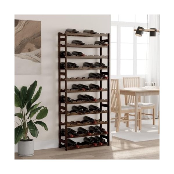 vidaXL Casier à Bouteilles pour 77 Bouteilles Noir Bois pin Solide