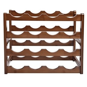 Cikonielf Casier à vin en Bambou à 4 Couches en Bois de Bambou Naturel Le casier à vin Peut contenir 16 Bouteilles de vin 35 