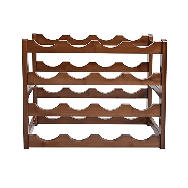 Cikonielf Casier à vin en Bambou à 4 Couches en Bois de Bambou Naturel Le casier à vin Peut contenir 16 Bouteilles de vin 35 