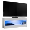 ExtremeFurniture Open RTV 100 Meuble TV, Carcasse en Blanc Mat/Façade en Blanc Mat + LED Bleues
