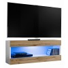 ExtremeFurniture Open RTV 100 Meuble TV, Carcasse en Blanc Mat/Façade en Blanc Mat + LED Bleues