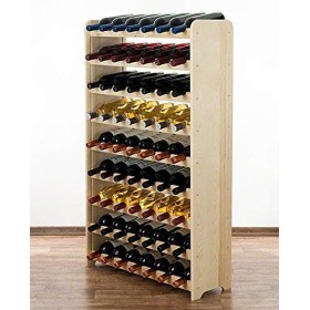 Directachat56 CASIER à VIN, Bois Massif, 63 Bouteilles, 3 Teintes Naturel 