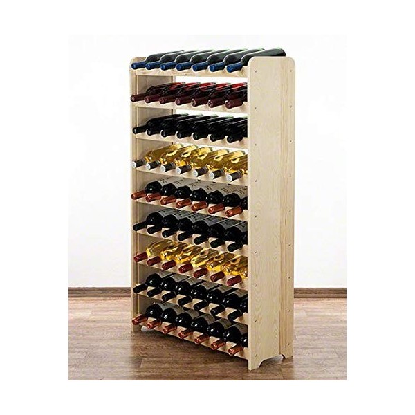 Directachat56 CASIER à VIN, Bois Massif, 63 Bouteilles, 3 Teintes Naturel 