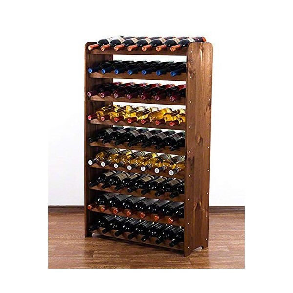 Directachat56 CASIER à VIN, Bois Massif, 63 Bouteilles, 3 Teintes Naturel 