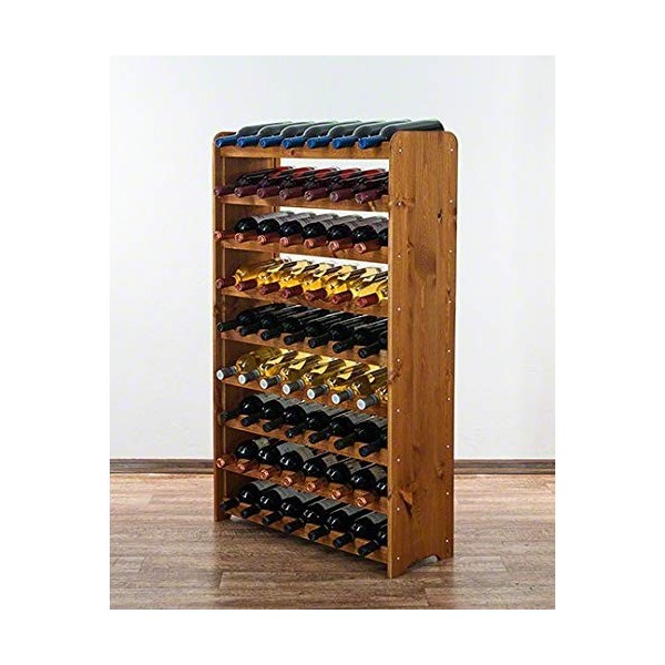 Directachat56 CASIER à VIN, Bois Massif, 63 Bouteilles, 3 Teintes Naturel 
